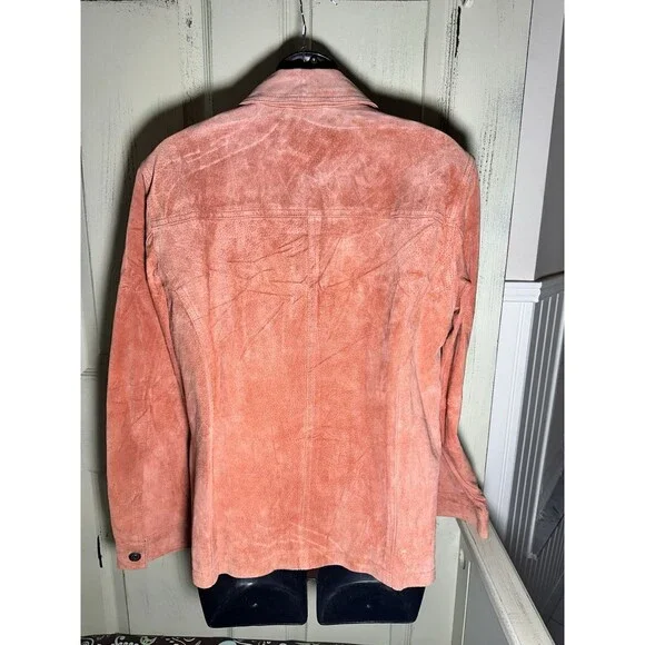 Chico's Orange Suede Leather Front Zip Women's Jacket Sz 1 (S) NWT - Picture 4 of 10